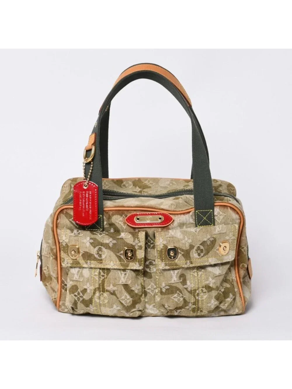 Louis Vuitton Monogram Moflage Denim Jasmine Handbag Khaki Takashi Murakami